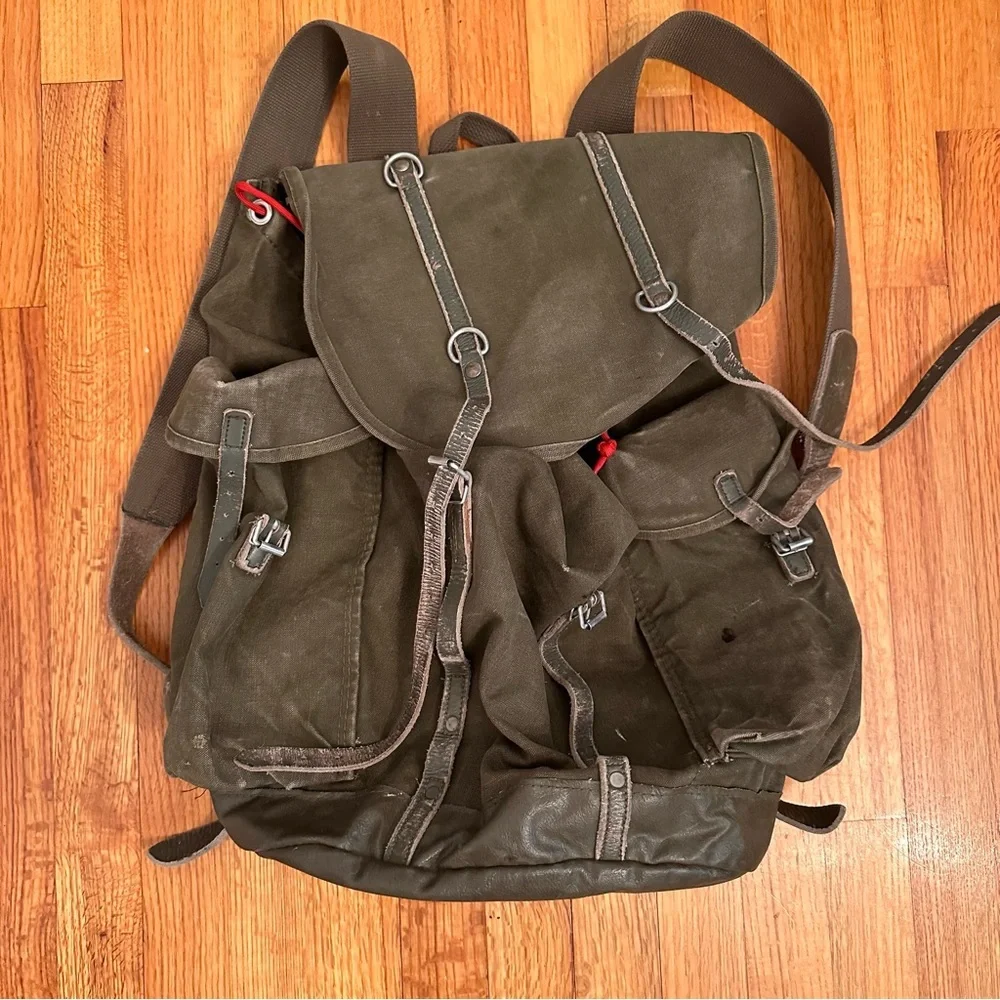 Deuter Augsburg Military Backpack, Leather + Canvas Vintage